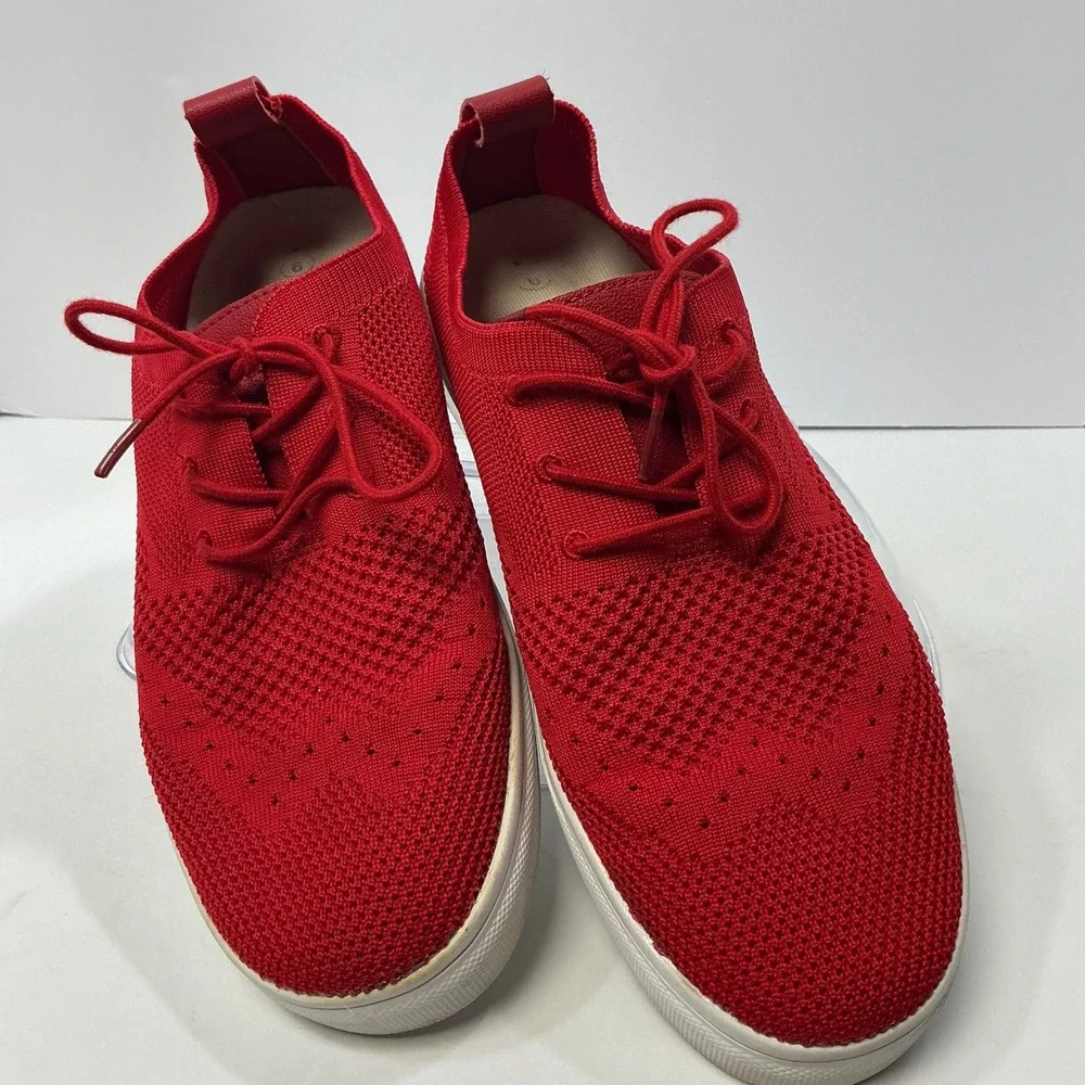 Vlado Red Knit Sneakers Casual Lace‎ Up Lightweight Comfort Shoes Mens Size